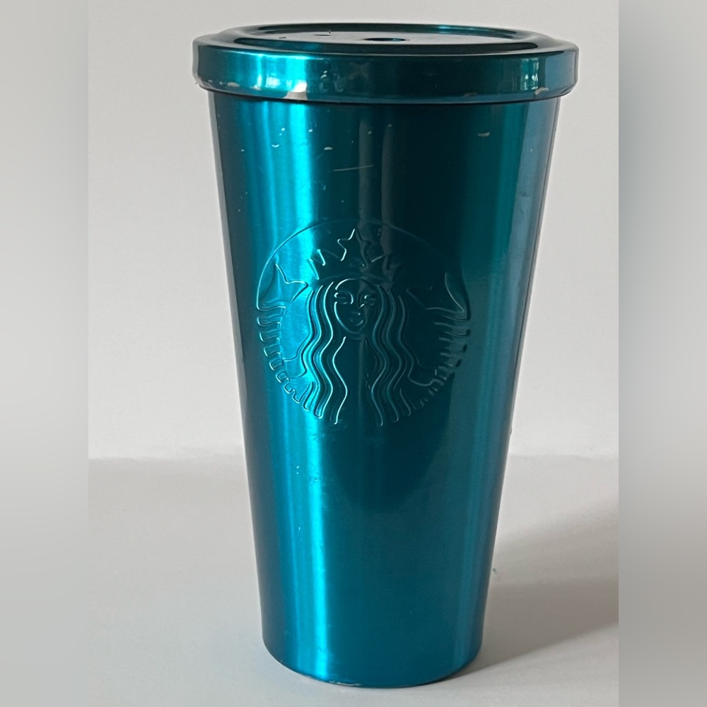 RARE Starbucks teal tumbler 2014 teal metallic